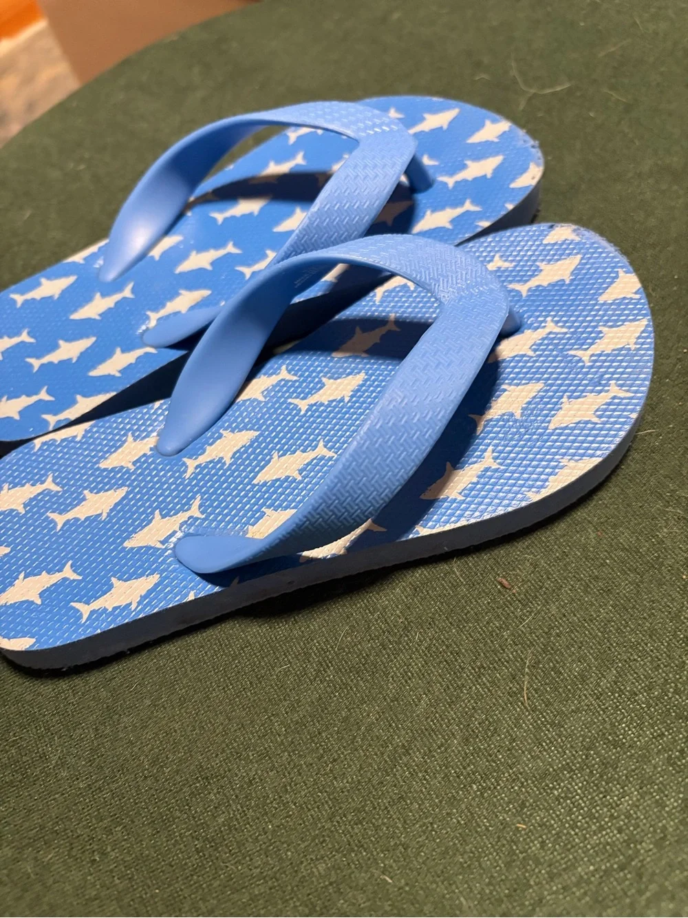 Kids Blue Shark Print Flip Flops
